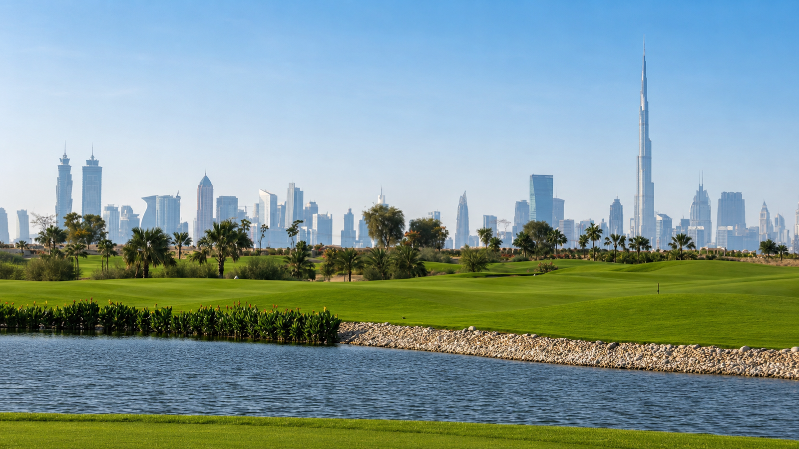 Emirates Hills lake and community view